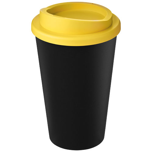 Gobelet publicitaire recyclé 350ml Americano® Noir / Jaune